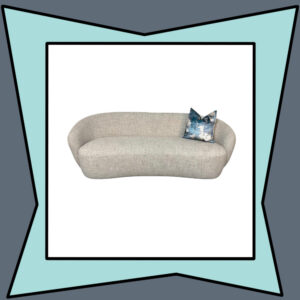 Curved Gray Tweed Sofa