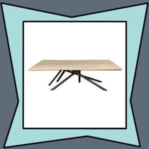 Light Wood Dining Table with Gray Legs and Live Edge-Style Top