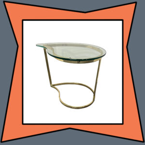 Teardrop Shape Glass and Gold Side Table