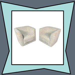 Swivel Chairs with 'Aztec' Print in Beige and Cream Fabric (Set of 2)
