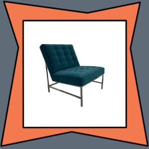 Peacock Blue Fabric and Chrome Lounge Chair