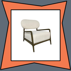 White Fabric and Wood Lounge Chair