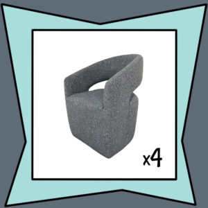 Blue Tweed Rolling Occasional/Dining Chairs (set of 4)