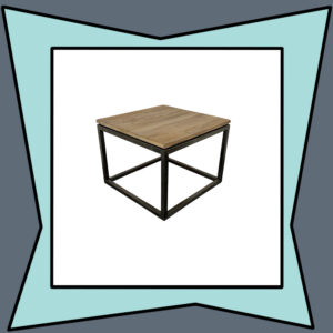 Square Industrial Side Table with Light Wood Top