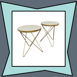 White Marbled w/ Gold Hairpin Leg Side Table (each)