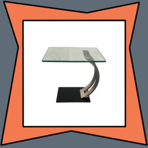 Small Glass top Side Table with Black and Metal Base