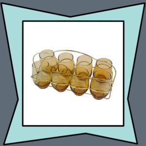 Libbey Amber Tempo Glasses with Caddy