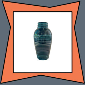 Glossy Black Vase with Blue and Purple Horizontal Lines
