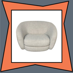 Curved Gray Tweed Oversized Swivel Chair