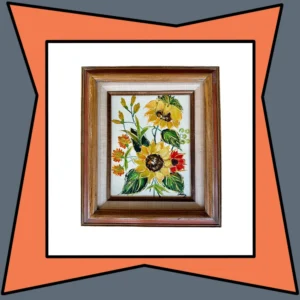 Small Mid Century Flower Art by Loury