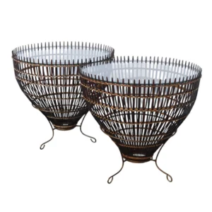 Basket Side Tables w/ Glass top (Set of 2)