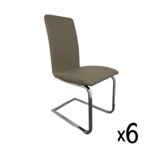 Taupe Leatherette Dining Chairs w/ Chrome Base (Set of 6)
