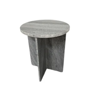 Circular Gray Marble Side Table