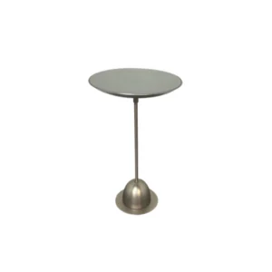 Circular Side Table with Frosted Glass and Brushed Nickel Base