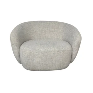 Curved Oversized Chair in Light Gray Fabric