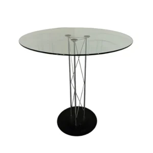 High Top Glass and Chrome Round Dining Table