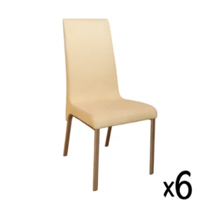 Ivory and Brushed Nickel Calligaris Dining Chairs (Set of 6)