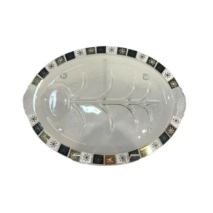 Vintage Inland Glass Atomic Starburst Snowflake Meat Platter