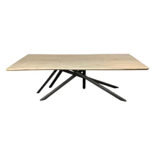 Light Wood Dining Table with Gray Legs and Live Edge-Style Top