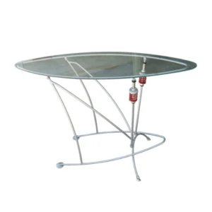 Joey Manic Postmodern Glass/Metal/Spring Table