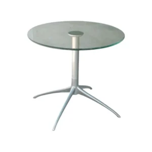 Ekornes Style Glass and Brushed Chrome Side Table