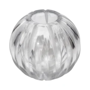 Clear Glass Round Ribbed Vase