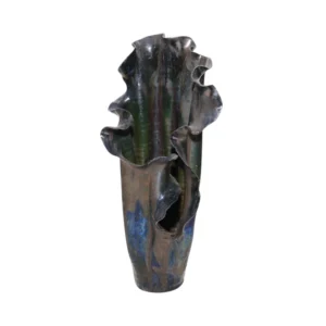 Tall Iridescent Ruffled Edge Vase