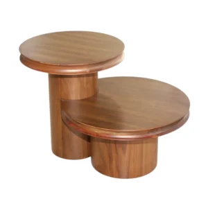 Crate and Barrel Oro Natural Walnut Wood Tiered Side Table