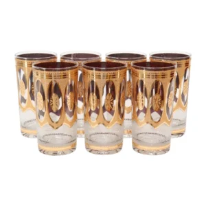 Vintage Gold Tall Glasses (Set of 6)