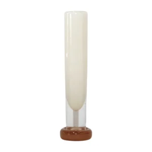 White/Clear/Brown Artist Signed Glass Vase
