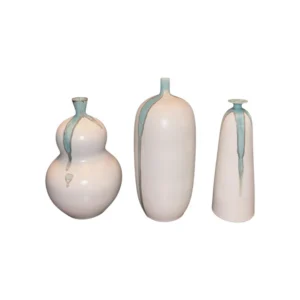 John Richard Teal and White Vases (Set of 3)